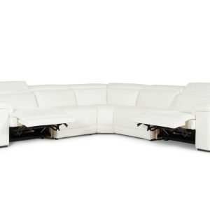 Estro Salotti Palinuro - White Leather Sectional Sofa with Recliners
