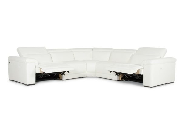 Estro Salotti Palinuro - White Leather Sectional Sofa with Recliners