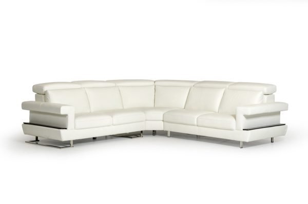 Estro Salotti Crosby - Italian Modern White Leather Sectional Sofa - Image 3