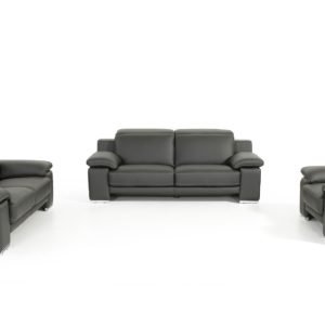 Estro Salotti Evergreen Modern Black Italian Leather Sofa Set