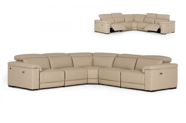 Estro Salotti Palinuro - Italian Modern Camel Leather Sectional Sofa with Recliners - Image 4
