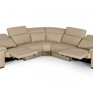 Estro Salotti Palinuro - Italian Modern Camel Leather Sectional Sofa with Recliners