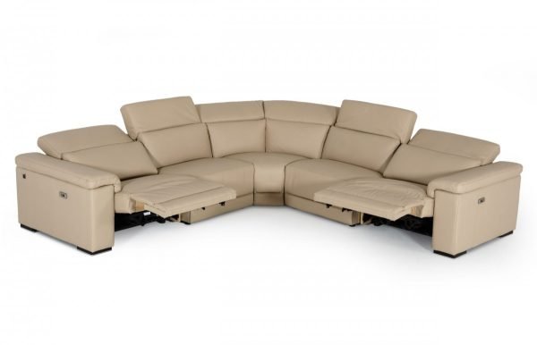 Estro Salotti Palinuro - Italian Modern Camel Leather Sectional Sofa with Recliners