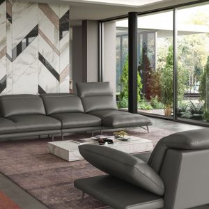 Coronelli Collezioni Milano - Italian Modern Leather Grey Reversible Sectional Sofa