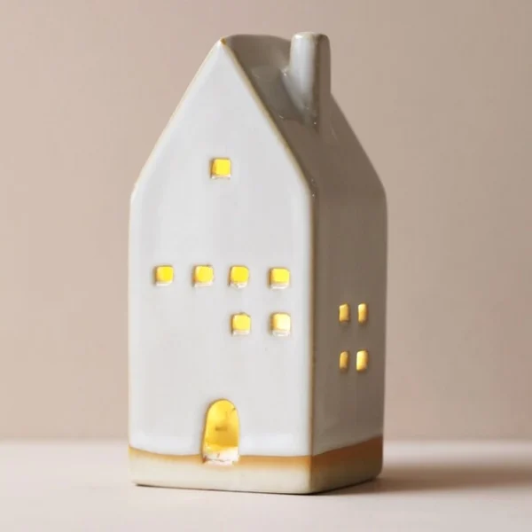 Rustic Ceramic House LED Decoration