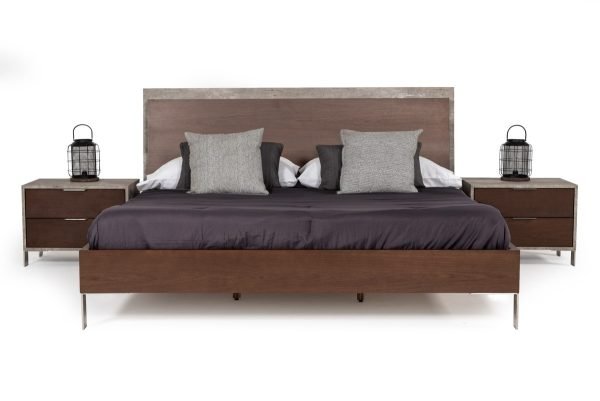 Nova Domus Conner Modern Dark Walnut & Faux Concrete Bedroom Set - Image 4