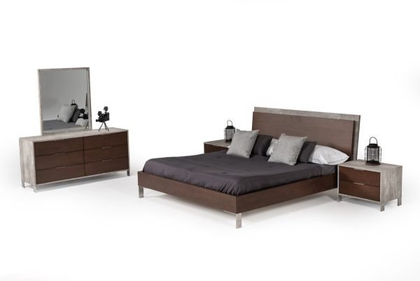 Nova Domus Conner Modern Dark Walnut & Faux Concrete Bedroom Set - Image 2