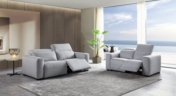 Divani Casa Bode - Modern Grey Fabric Sofa with 2 Recliners - Image 4