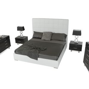 California King Francis Modern White Leather Bed