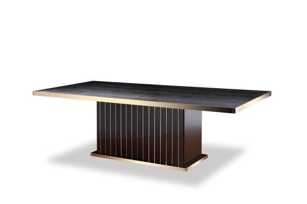 A&X Talin Modern Black Crocodile & Rosegold Dining Table - Image 2