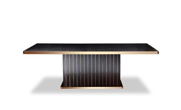 A&X Talin Modern Black Crocodile & Rosegold Dining Table - Image 3