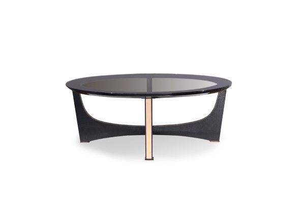 A&X Talin Modern Black Crocodile & Rosegold Coffee Table - Image 2