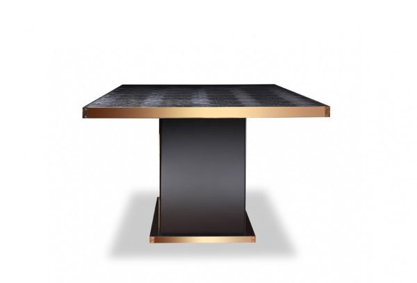 A&X Talin Modern Black Crocodile & Rosegold Dining Table - Image 4