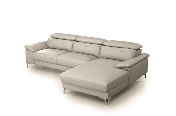 Divani Casa Sura - Modern Light Grey Leather Right Facing Sectional Sofa - Image 3