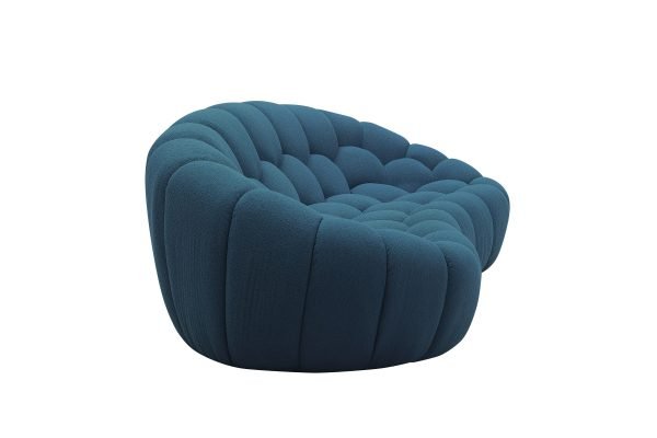 Divani Casa Yolonda - Modern Curved Dark Teal Fabric Loveseat - Image 3