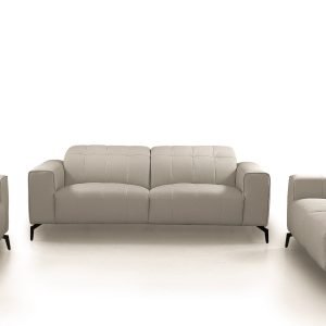 Divani Casa Wayne - Modern Light Grey Leather Sofa Set