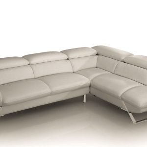 Divani Casa Seth - Modern Light Grey Leather Right Facing Sectional Sofa