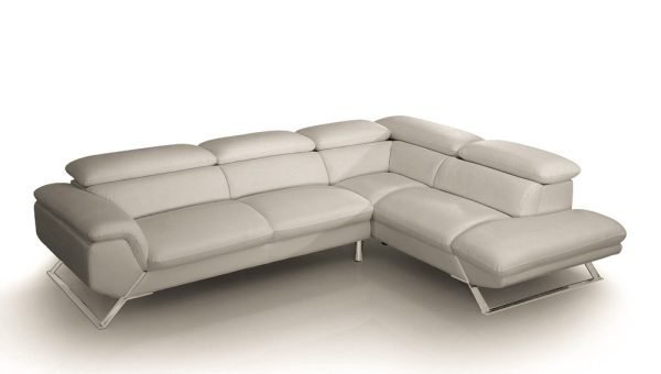 Divani Casa Seth - Modern Light Grey Leather Right Facing Sectional Sofa