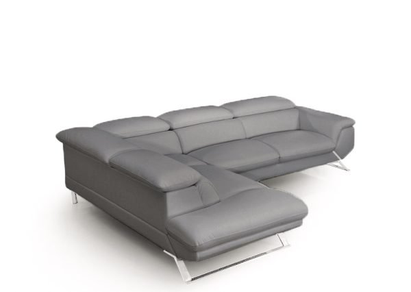 Divani Casa Seth - Modern Dark Grey Leather Left Facing Sectional Sofa - Image 3