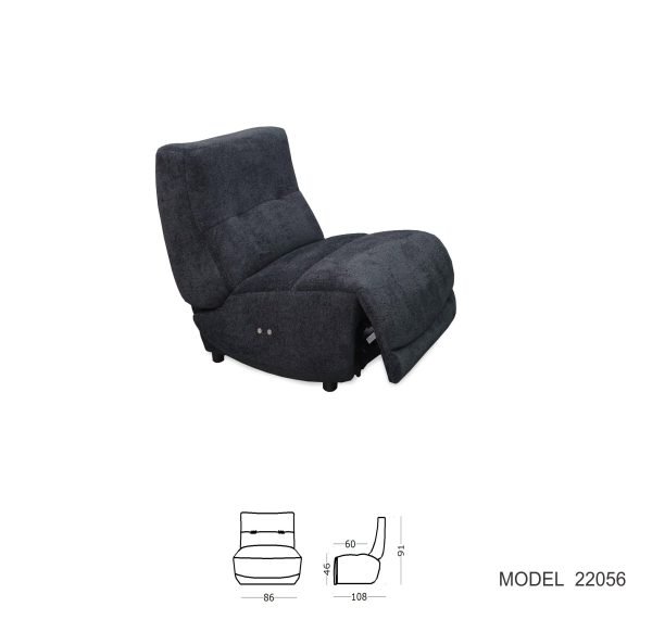 Divani Casa Basil - Modern Dark Grey Fabric Small Electric Recliner Chair - Image 3