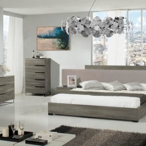 Nova Domus Enzo Italian Modern Grey Oak & Fabric Bedroom Set