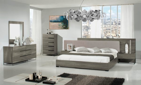 Nova Domus Enzo Italian Modern Grey Oak & Fabric Bedroom Set
