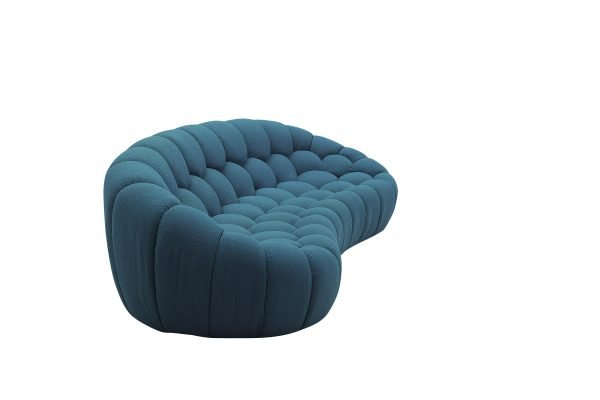 Divani Casa Yolonda - Modern Curved Dark Teal Fabric Sofa - Image 3