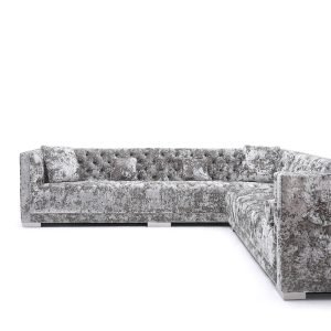 Divani Casa Fredrick - Modern Grey Crushed Velvet Sectional Sofa