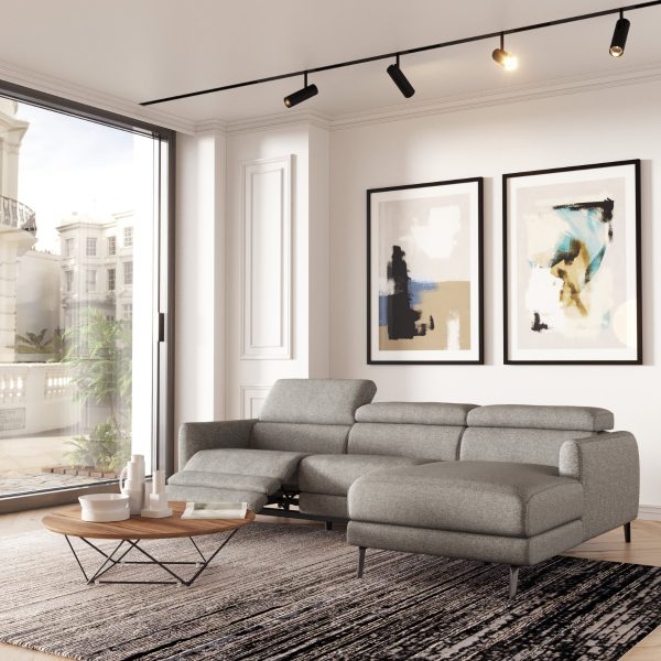 Divani Casa Lupita - Modern Grey Fabric Right Facing Sectional Sofa - Image 4