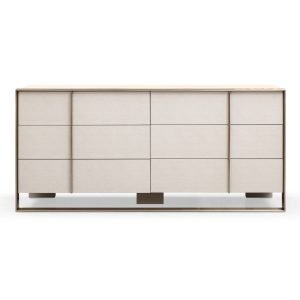 Nova Domus Cartier - Modern Beige Shagreen and Brushed Brass Dresser