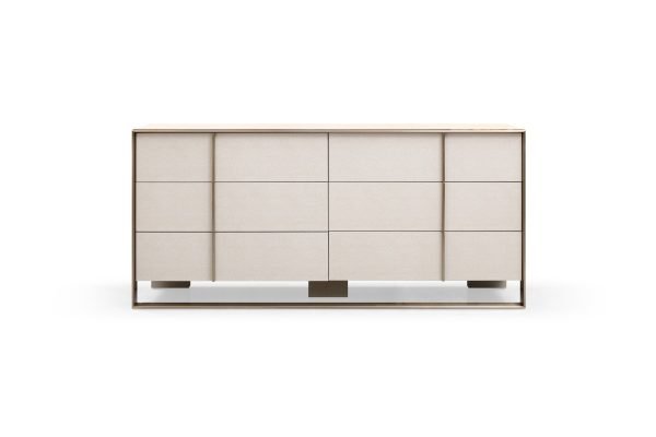Nova Domus Cartier - Modern Beige Shagreen and Brushed Brass Dresser