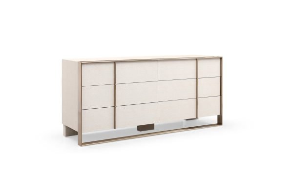 Nova Domus Cartier - Modern Beige Shagreen and Brushed Brass Dresser - Image 2