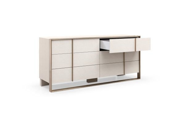 Nova Domus Cartier - Modern Beige Shagreen and Brushed Brass Dresser - Image 3