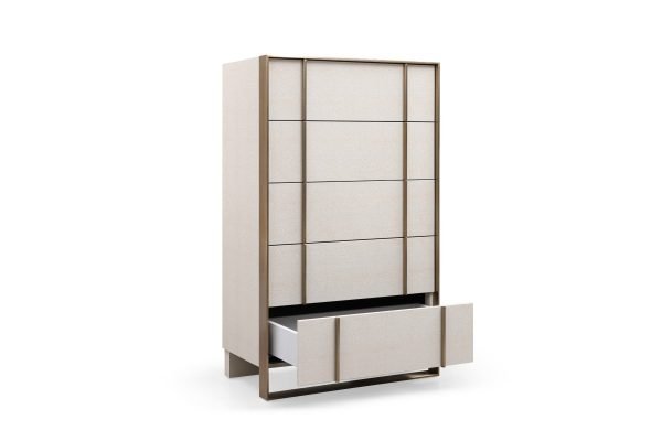 Nova Domus Cartier - Modern Beige Shagreen and Brushed Brass Chest - Image 2
