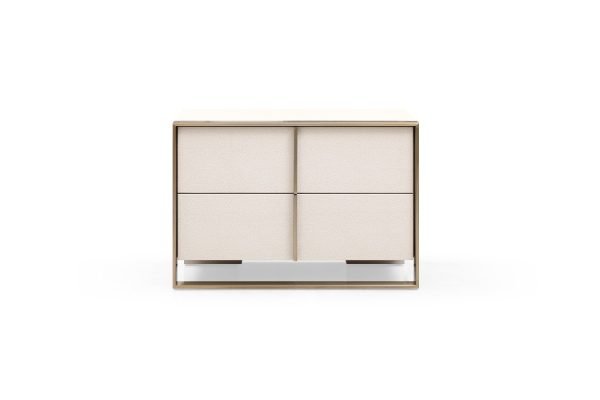 Nova Domus Cartier - Modern Beige Shagreen and Brushed Brass Nightstand - Image 2