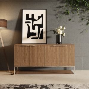 Modrest Heloise - Modern Walnut and Stainless Steel Buffet