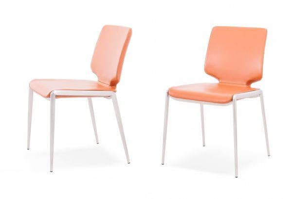 Modrest Eileen - Modern Cognac Eco-Leather Dining Chair (Set of 2) - Image 3