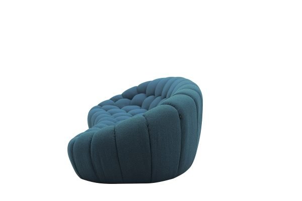 Divani Casa Yolonda - Modern Curved Dark Teal Fabric Sofa - Image 4