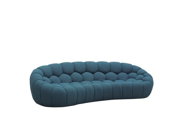 Divani Casa Yolonda - Modern Curved Dark Teal Fabric Sofa - Image 2