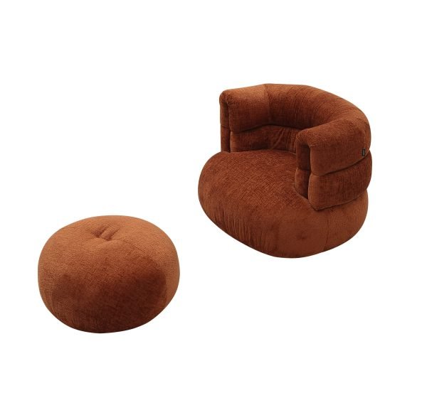 Divani Casa Shay - Modern Burnt Orange Fabric Accent Chair + Ottoman - Image 4