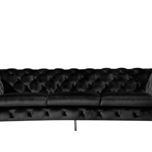 Divani Casa Sheila Modern Black Velvet Sofa Set