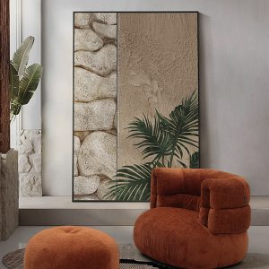 Divani Casa Shay - Modern Burnt Orange Fabric Accent Chair + Ottoman