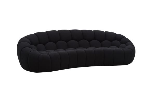 Divani Casa Yolonda - Modern Curved Black Fabric Sofa - Image 2