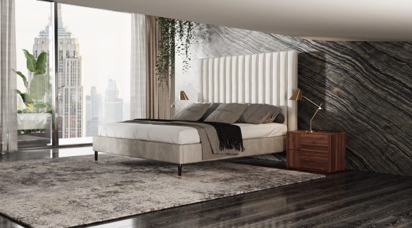 Modrest Hemlock - Contemporary White Fabric  Bed - Image 3
