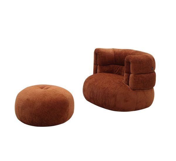 Divani Casa Shay - Modern Burnt Orange Fabric Accent Chair + Ottoman - Image 2