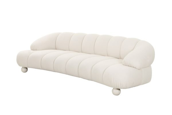 Divani Casa Duran - Contemporary White Fabric 4-Seater Sofa - Image 2