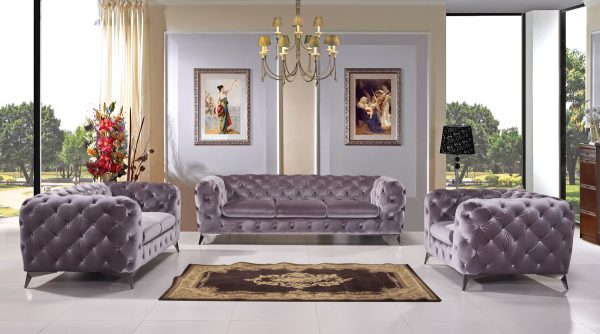 Divani Casa Delilah Modern Grey Fabric Sofa Set - Image 3