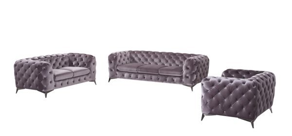 Divani Casa Delilah Modern Grey Fabric Sofa Set - Image 2