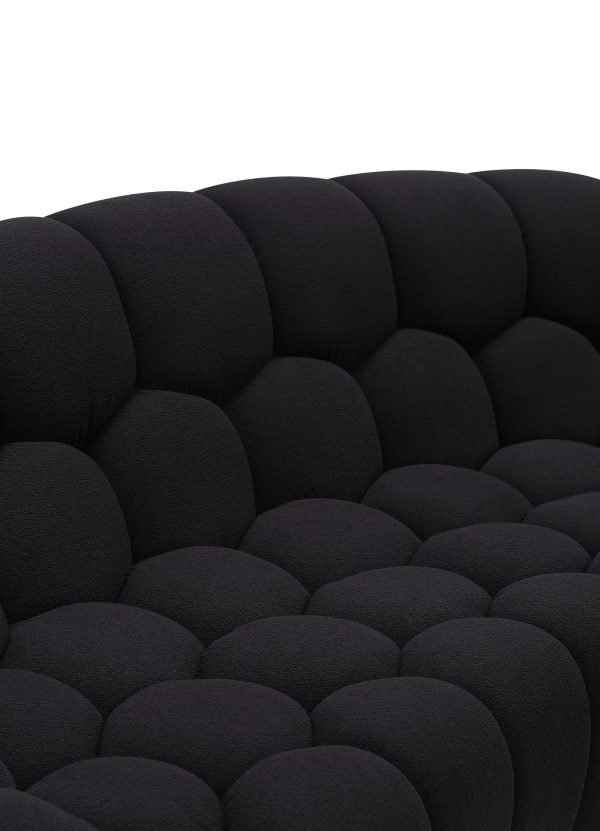 Divani Casa Yolonda - Modern Curved Black Fabric Loveseat - Image 5