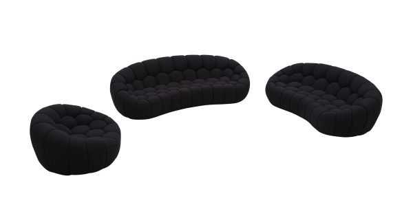 Divani Casa Yolonda - Modern Curved Black Fabric Sofa Set - Image 4